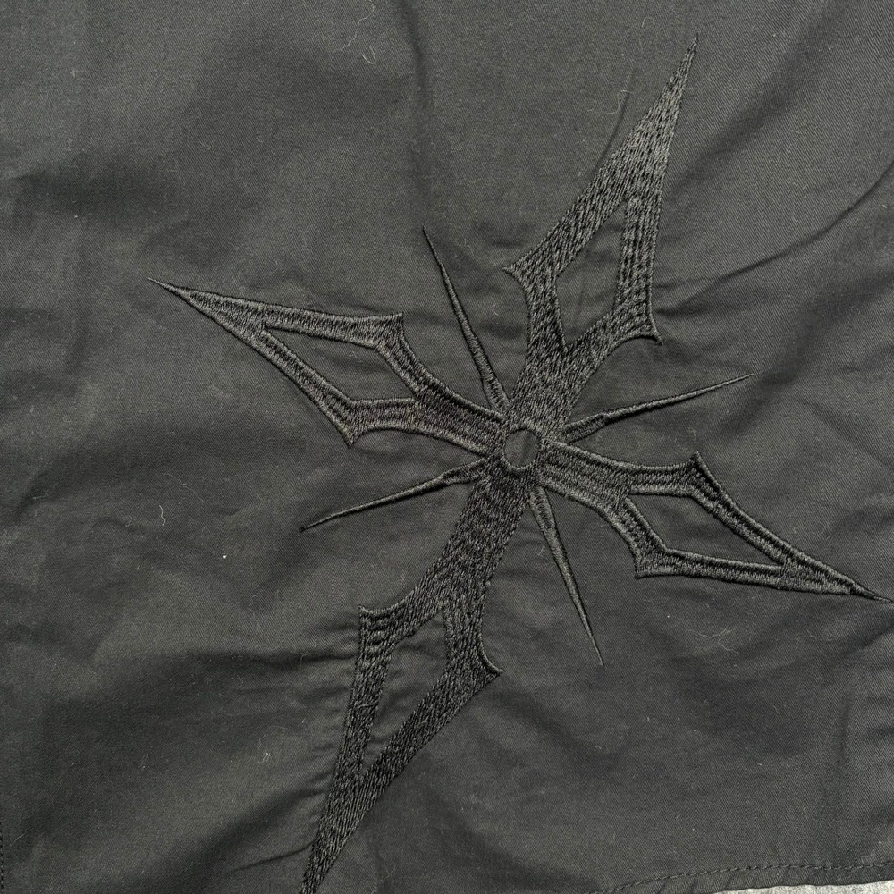 Anti Social Denim Co Graphic Shirt Mens XL Black Cotton Cross Embroidered Gothic - Picture 5 of 10